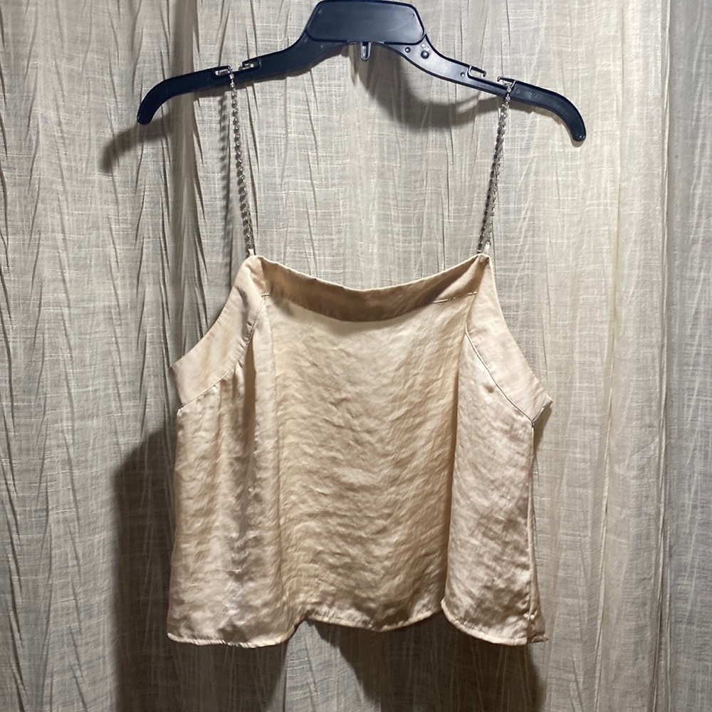100% polyester mini top with rhinestone straps